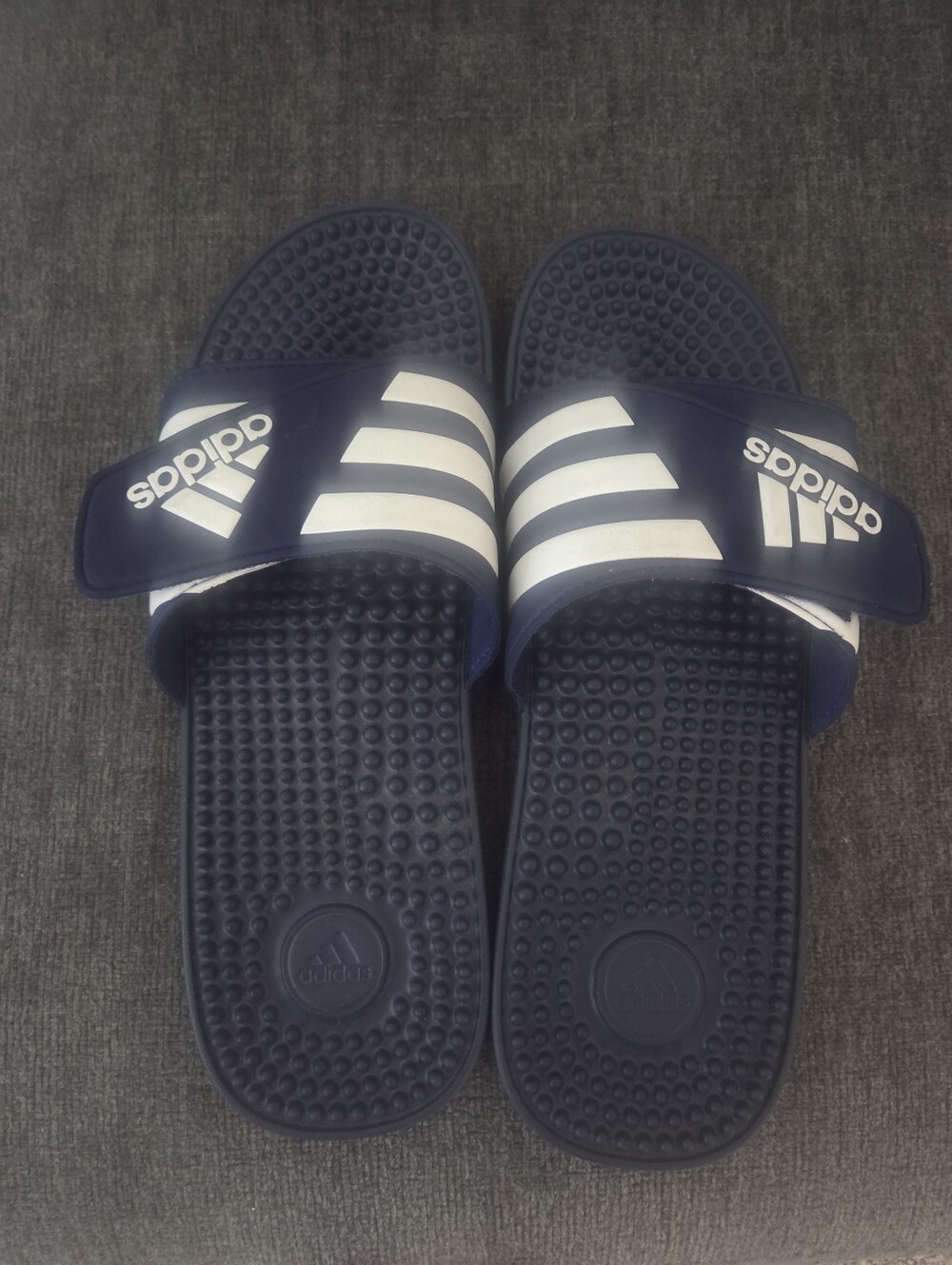 adidas Mens Navy and White Slide Sandals